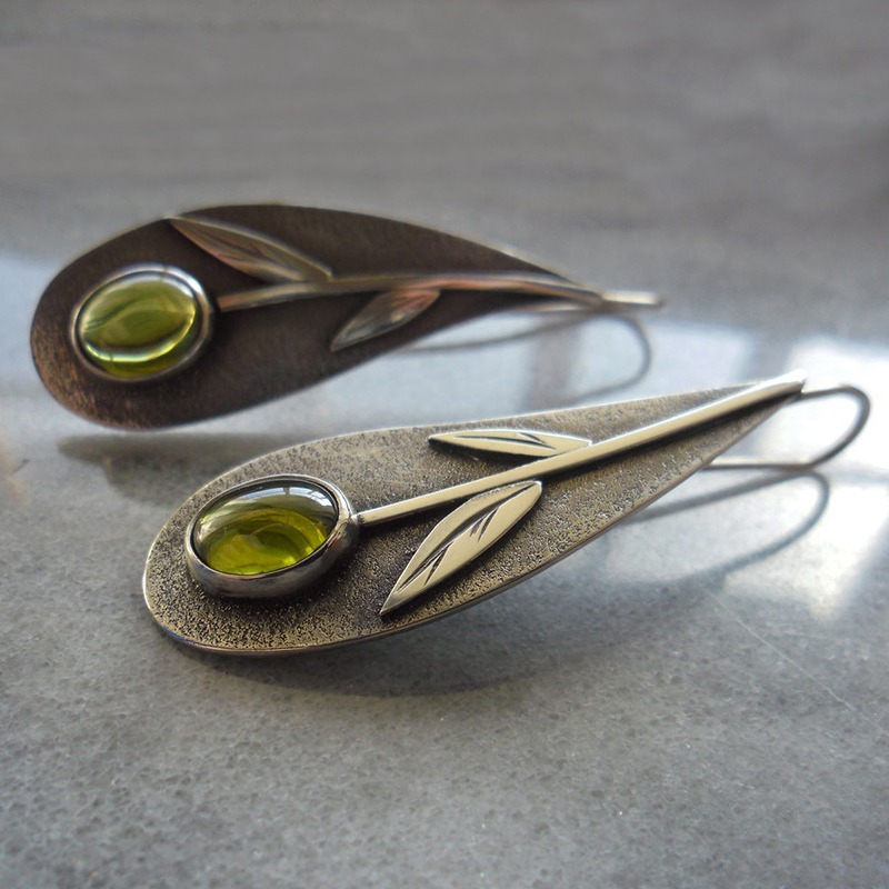 Vintage Plant Leaf Olive Green - Ethnic Fashion India recension och pris