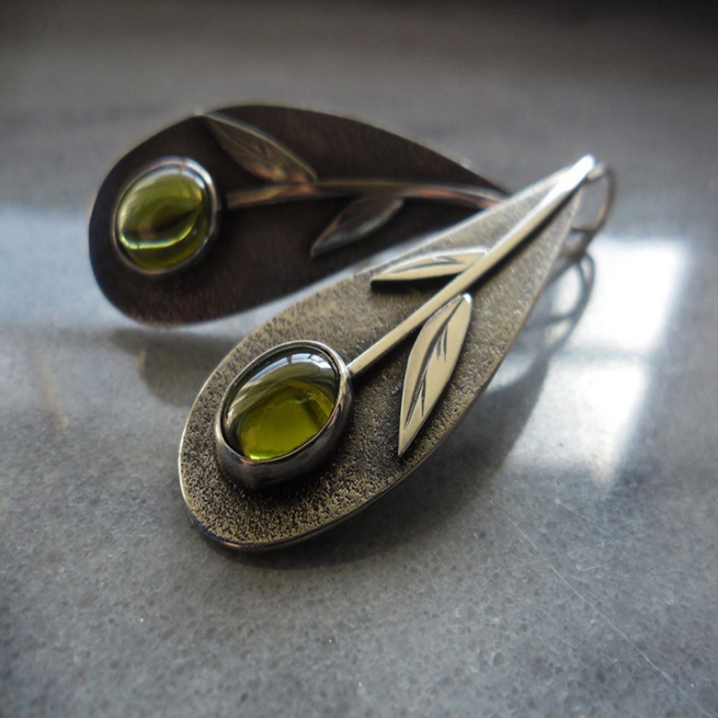 Vintage Plant Leaf Olive Green - Ethnic Fashion India recension och pris